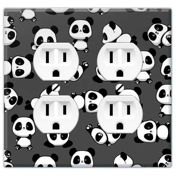 Panda Pattern WIRESTER 2-Gang Decorator Light Switch Plate/Wall Plate Cover Panda Pattern WIRESTER 2-Gang Decorator Light Switch Plate/Wall Plate Cover